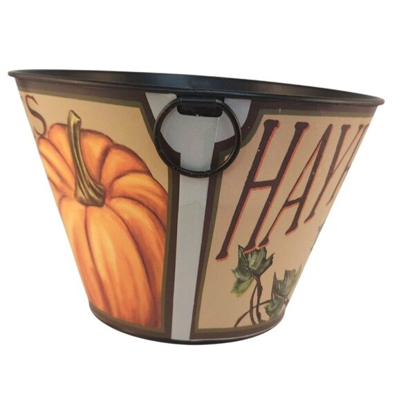 Harvest Hayrides Fall Decor Bucket Vintage Style Table Centerpiece Counter Stora - Picture 2 of 6